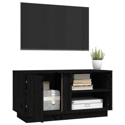 tv-bord 80x35x40,5 cm massivt fyrretræ sort