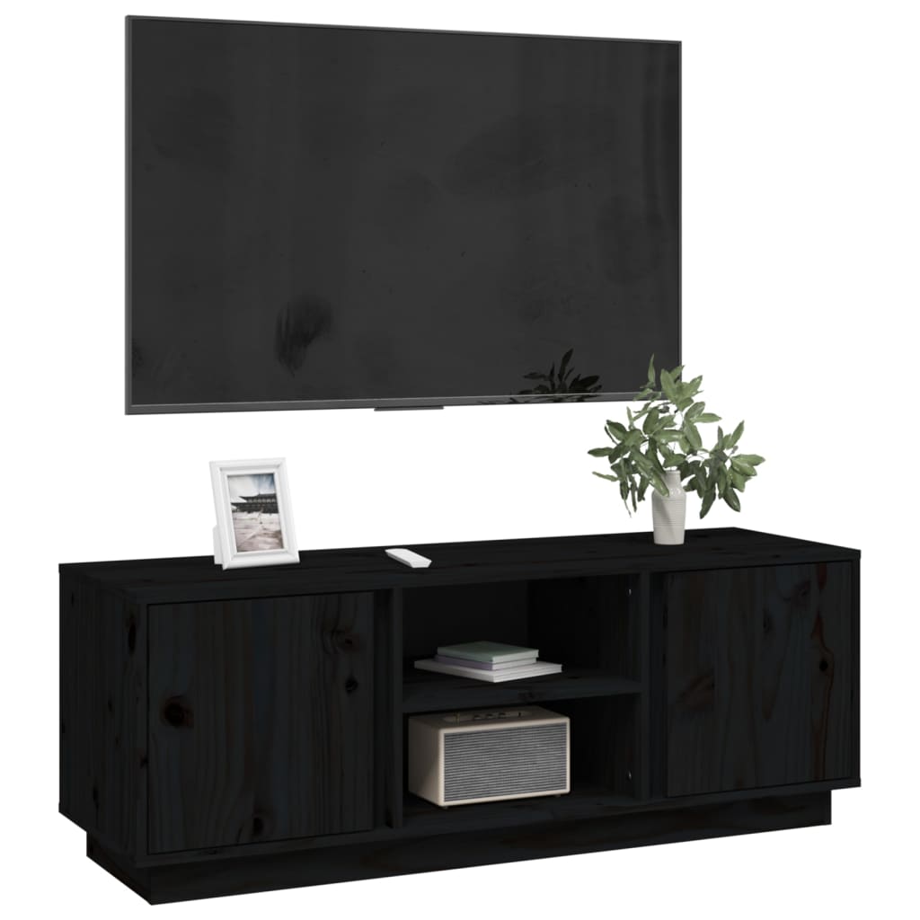 tv-bord 110x35x40,5 cm massivt fyrretræ sort