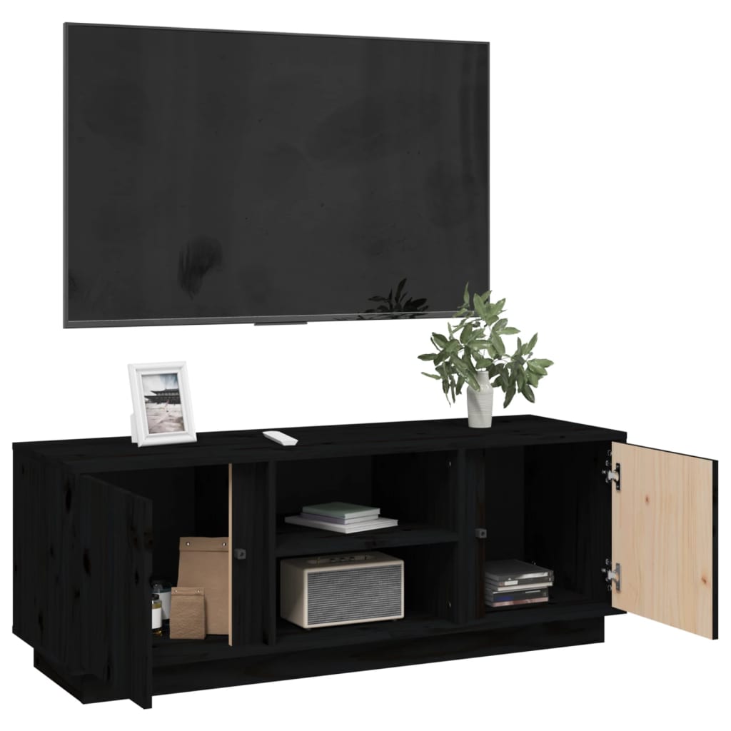 tv-bord 110x35x40,5 cm massivt fyrretræ sort