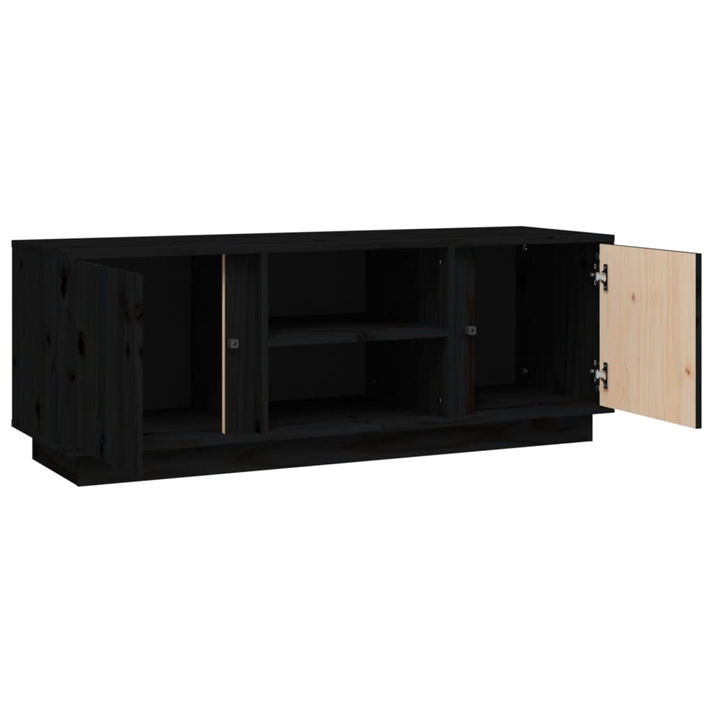 tv-bord 110x35x40,5 cm massivt fyrretræ sort
