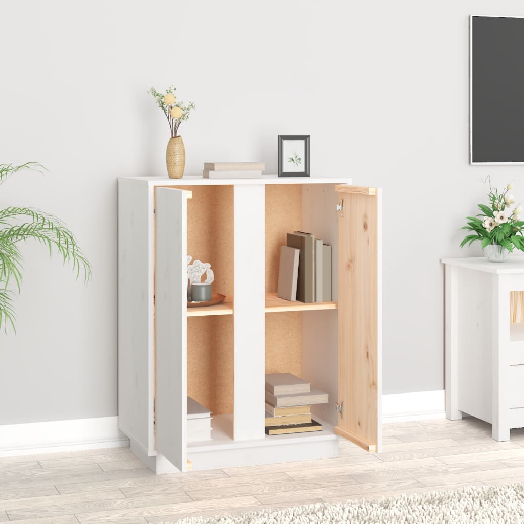 skænk 60x35x80 cm massivt fyrretræ hvid