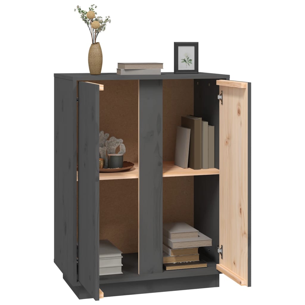 skænk 60x35x80 cm massivt fyrretræ grå