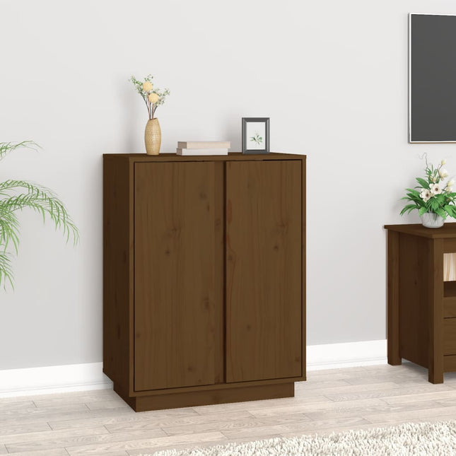 skænk 60x35x80 cm massivt fyrretræ gyldenbrun