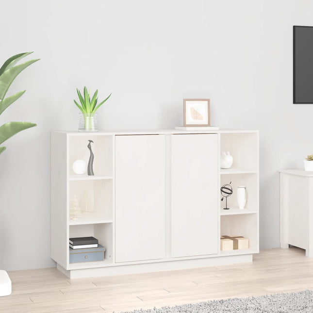 skænk 120x35x80 cm massivt fyrretræ hvid