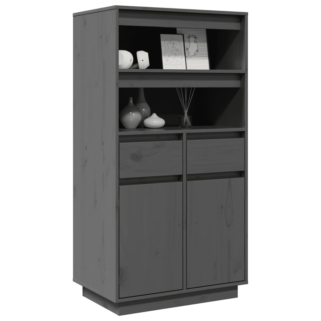 højskab 60x40x116,5 cm massivt fyrretræ grå