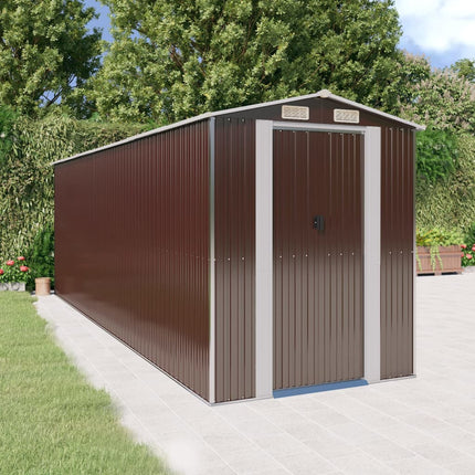 haveskur 192x606x223 cm galvaniseret stål mørkebrun
