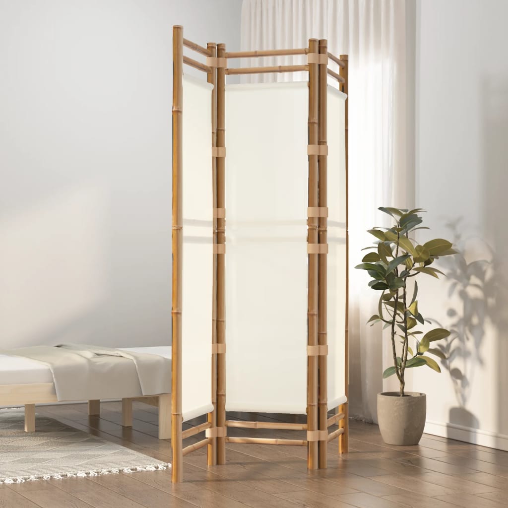 3-panels rumdeler 120 cm foldbar bambus og kanvas billede