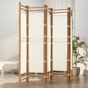 5-panels rumdeler 200 cm foldbar bambus og kanvas