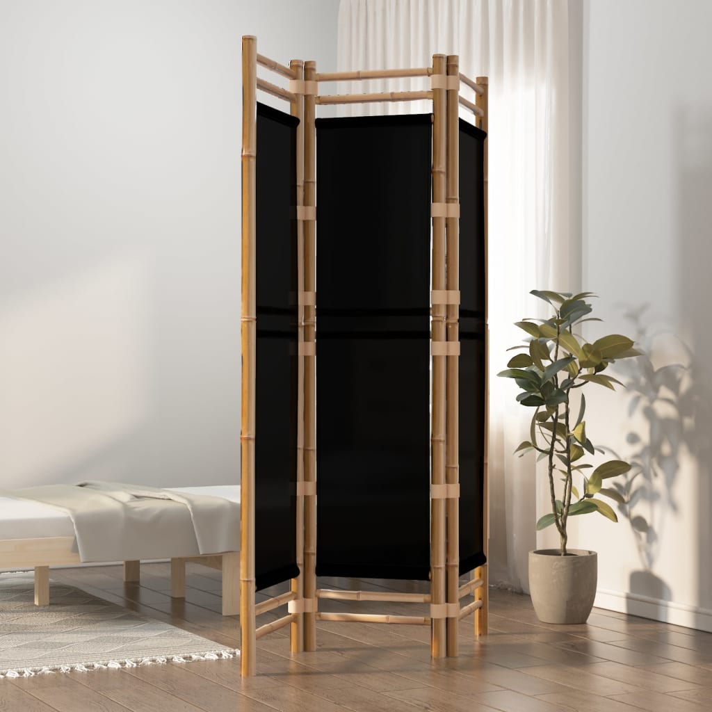 3-panels rumdeler 120 cm foldbar bambus og kanvas billede
