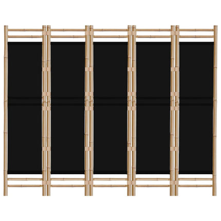 5-panels rumdeler 200 cm foldbar bambus og kanvas