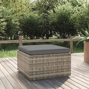fodskammel med hynde til haven 55x55x30 cm polyrattan grå