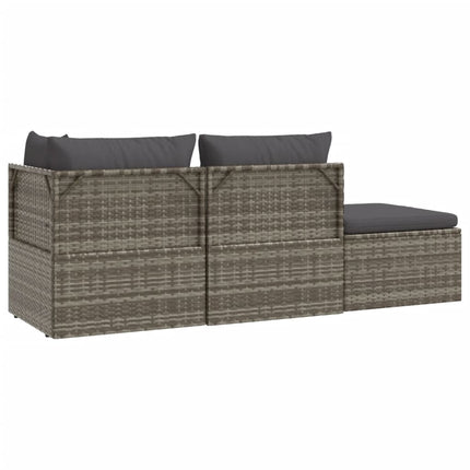 loungesæt til haven 4 dele med hynder polyrattan grå
