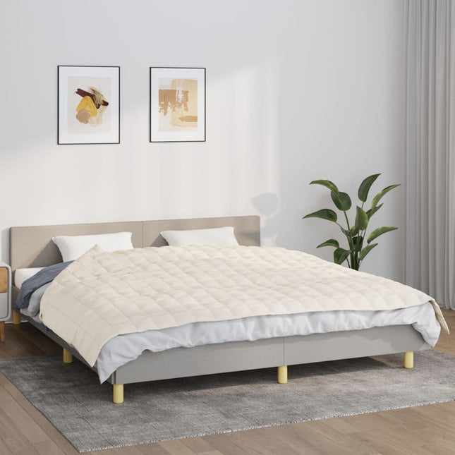 tyngdetæppe 155x220 cm 7 kg stof lys cremefarve