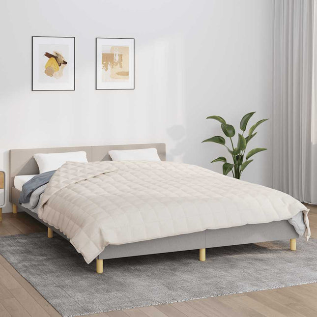 tyngdetæppe 220x235 cm 11 kg stof lys cremefarve