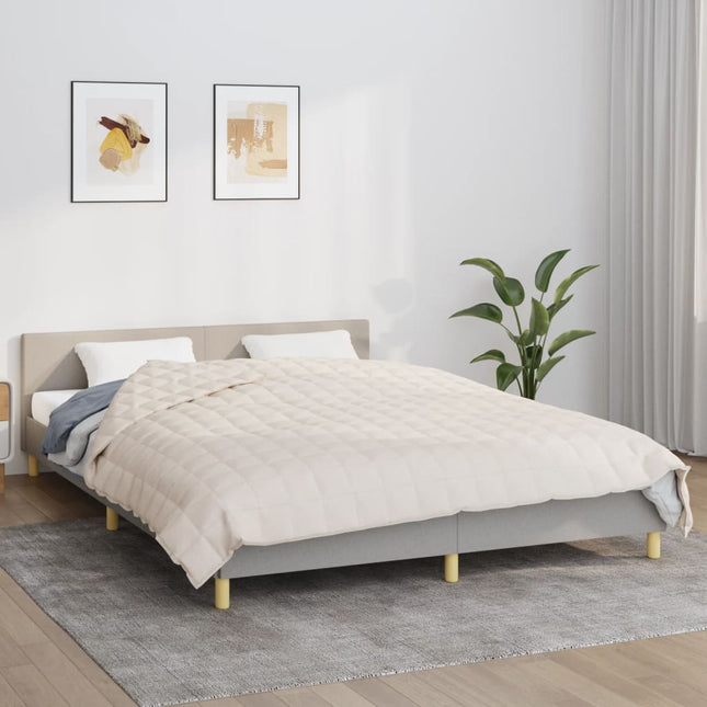 tyngdetæppe 220x235 cm 15 kg stof lys cremefarve