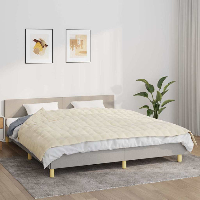 tyngdetæppe 155x220 cm 7 kg stof lys cremefarve