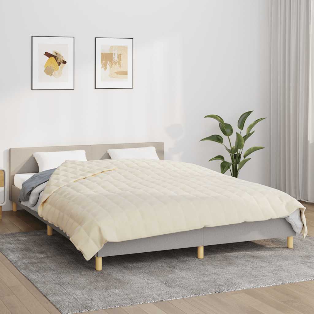 tyngdetæppe 200x200 cm 13 kg stof lys cremefarve