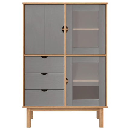 højskab OTTA 85x43x125 cm massivt fyrretræ brun og grå