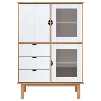 højskab OTTA 85x43x125 cm massivt fyrretræ brun og hvid