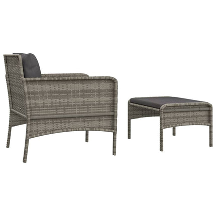 loungesæt til haven 2 dele med hynder polyrattan grå