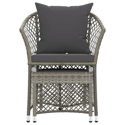 loungesæt til haven 2 dele med hynder polyrattan grå