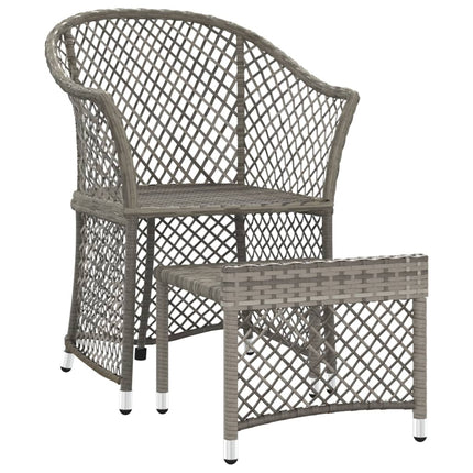 loungesæt til haven 2 dele med hynder polyrattan grå