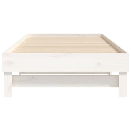 daybed med udtræk 2x(100x200) cm massivt fyrretræ hvid
