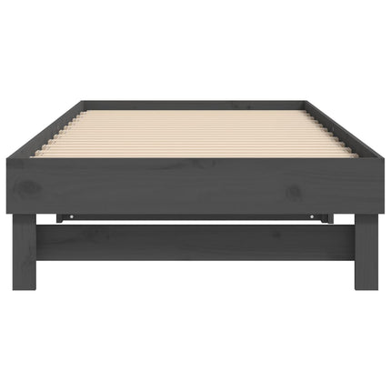 daybed med udtræk 2x(100x200) cm massivt fyrretræ grå