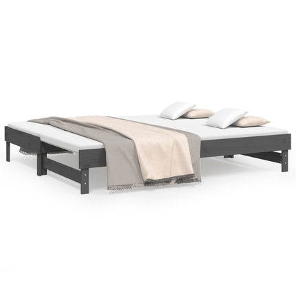 daybed med udtræk 2x(90x200) cm massivt fyrretræ grå