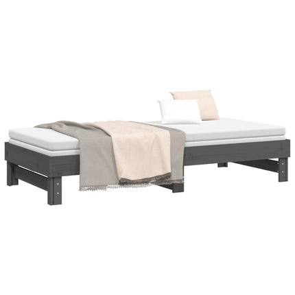 daybed med udtræk 2x(90x200) cm massivt fyrretræ grå