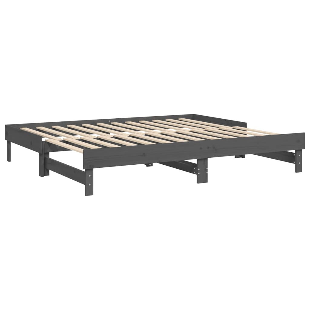 daybed med udtræk 2x(90x200) cm massivt fyrretræ grå