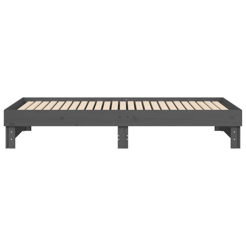 daybed med udtræk 2x(90x200) cm massivt fyrretræ grå