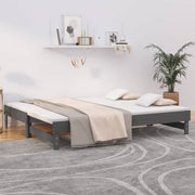 daybed med udtræk 2x(90x200) cm massivt fyrretræ grå