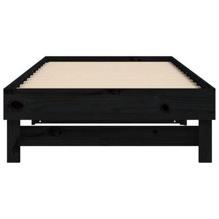daybed med udtræk 2x(90x200) cm massivt fyrretræ sort