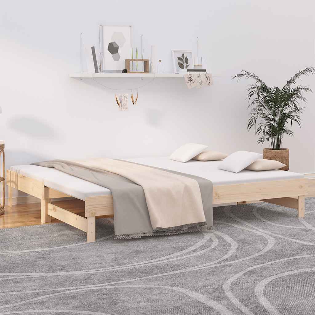 daybed med udtræk 2x(80x200) cm massivt fyrretræ billede
