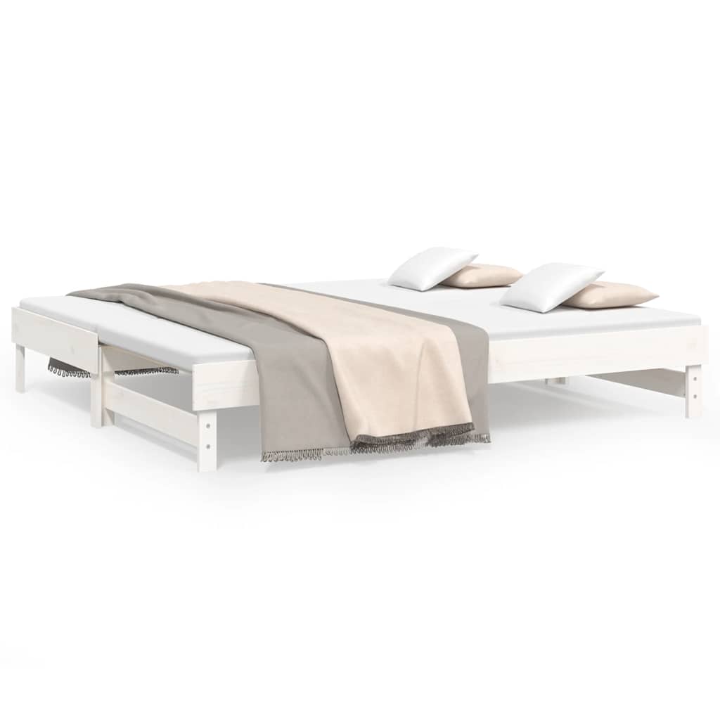 daybed med udtræk 2x(80x200) cm massivt fyrretræ hvid