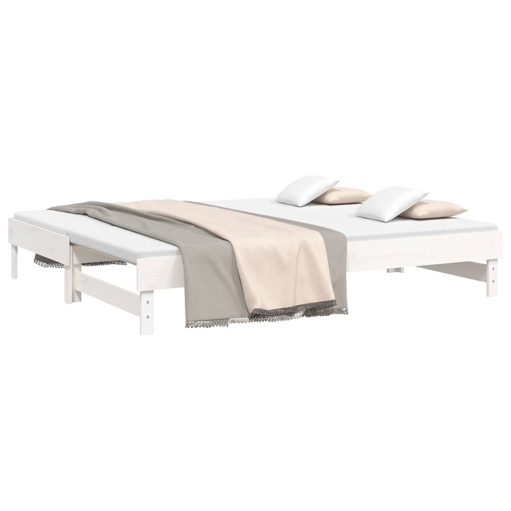 daybed med udtræk 2x(80x200) cm massivt fyrretræ hvid