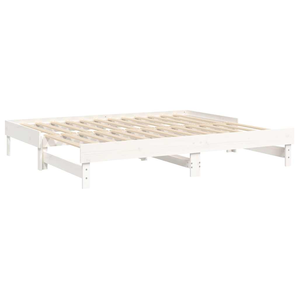 daybed med udtræk 2x(80x200) cm massivt fyrretræ hvid