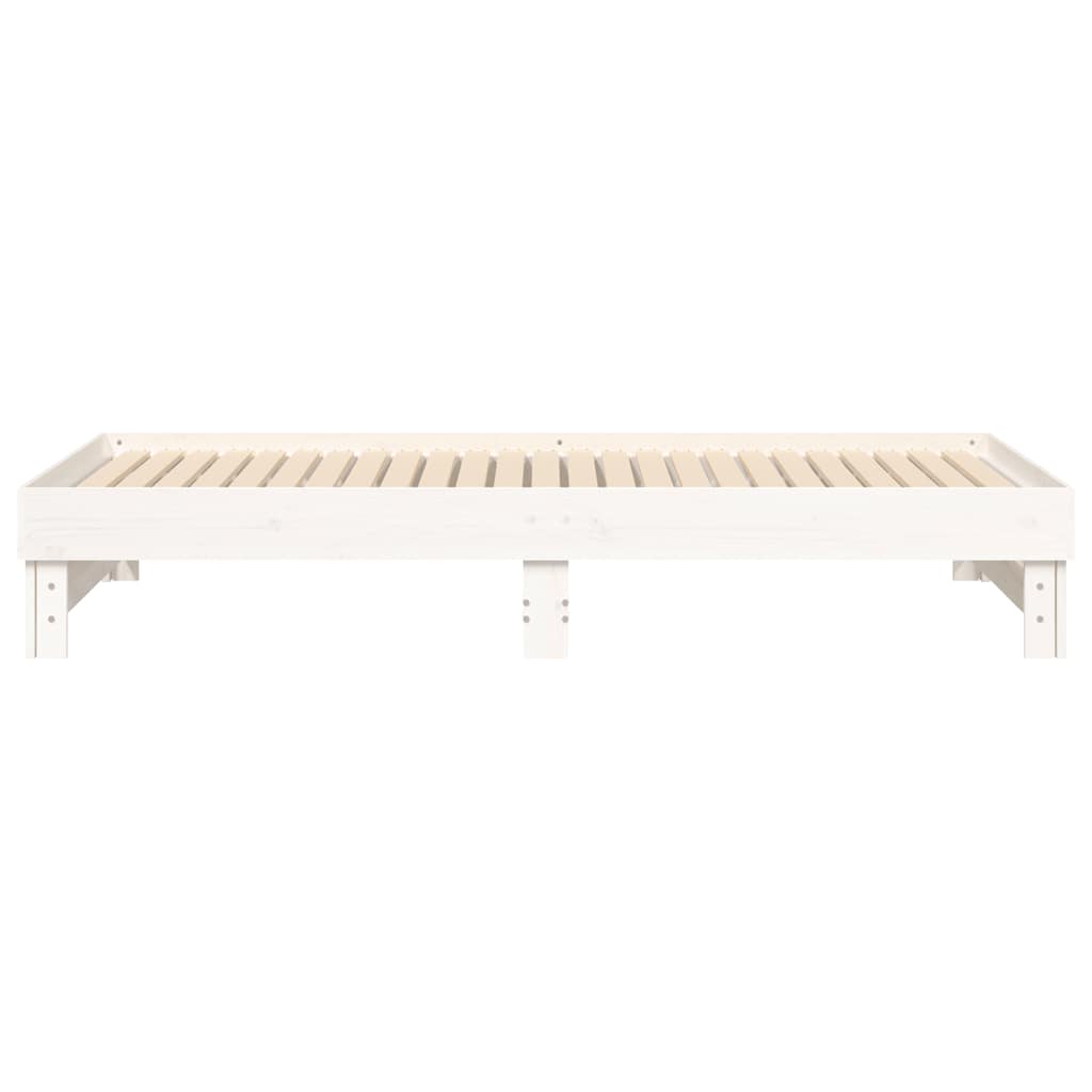 daybed med udtræk 2x(80x200) cm massivt fyrretræ hvid