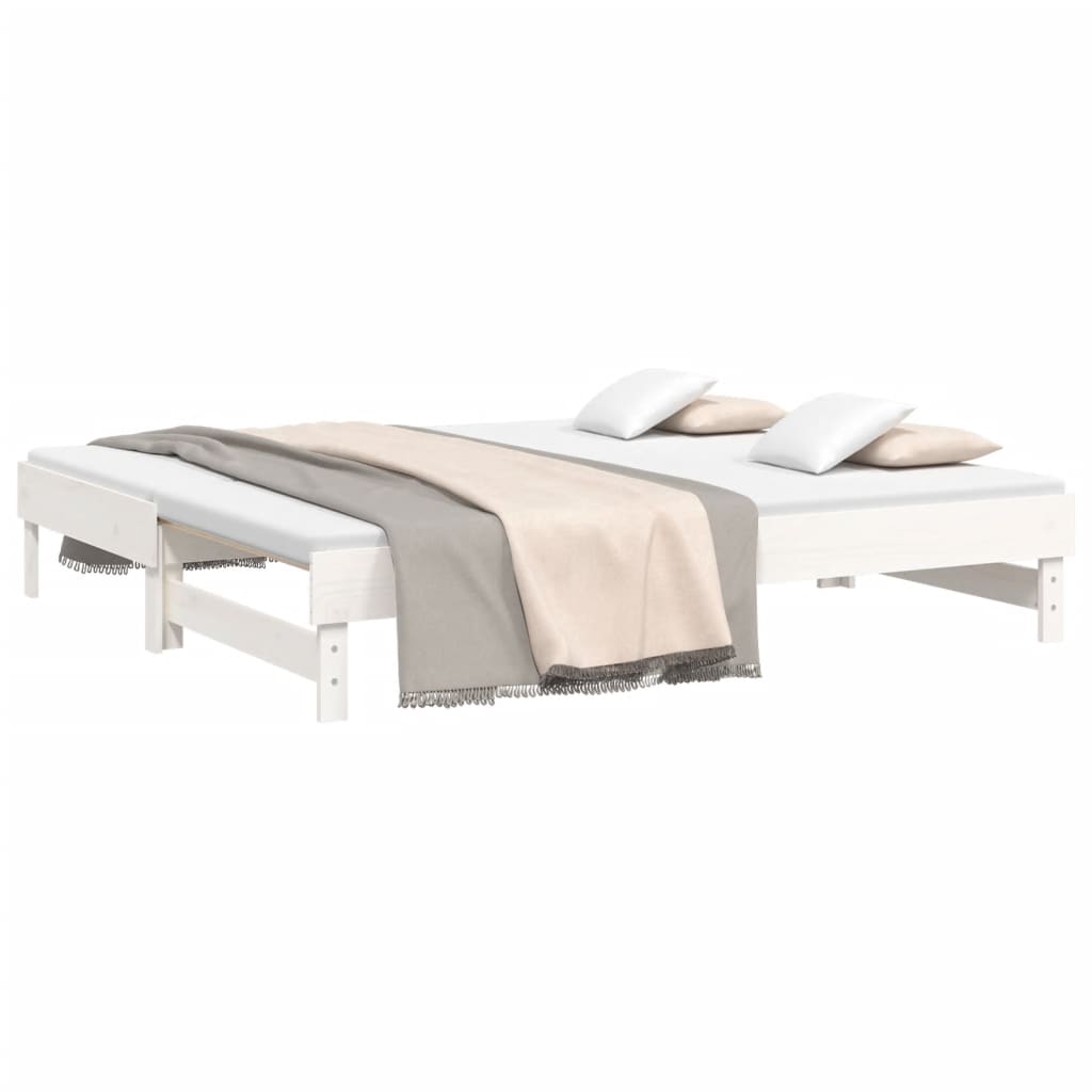 daybed med udtræk 2x(90x190) cm massivt fyrretræ hvid