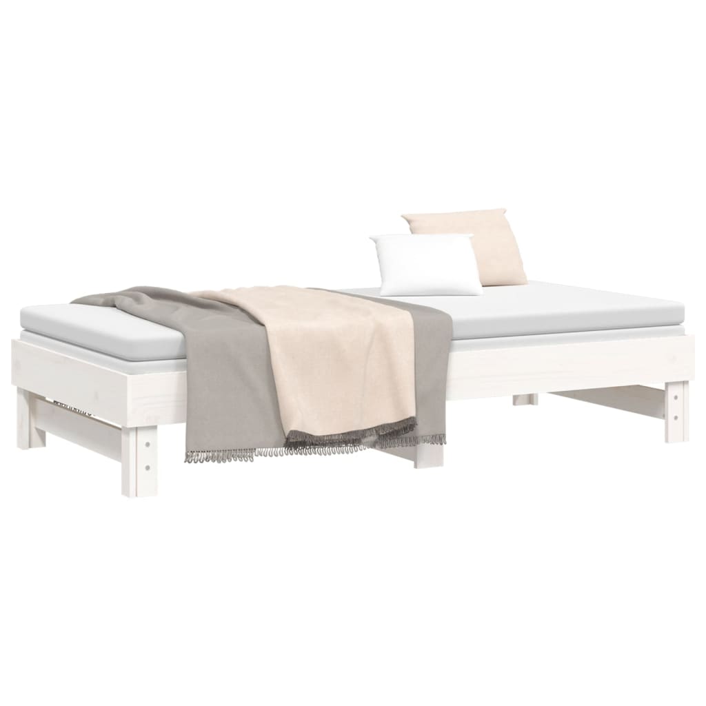 daybed med udtræk 2x(90x190) cm massivt fyrretræ hvid