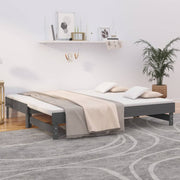 daybed med udtræk 2x(90x190) cm massivt fyrretræ grå