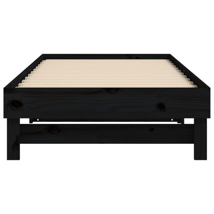 daybed med udtræk 2x(90x190) cm massivt fyrretræ sort