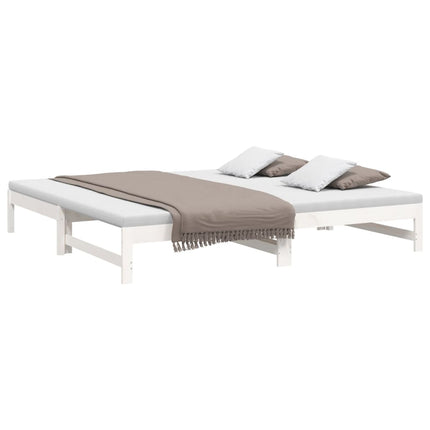 daybed med udtræk 2x(100x200) cm massivt fyrretræ hvid