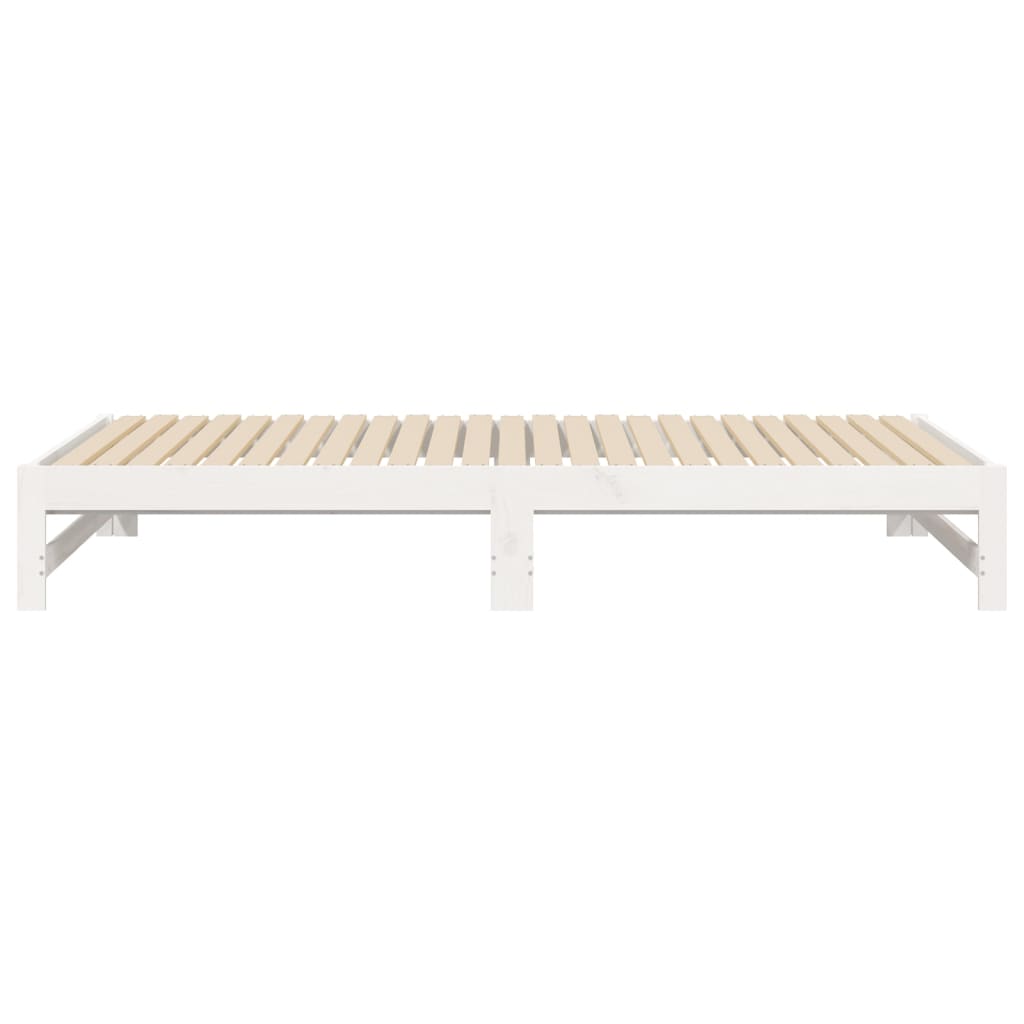 daybed med udtræk 2x(100x200) cm massivt fyrretræ hvid