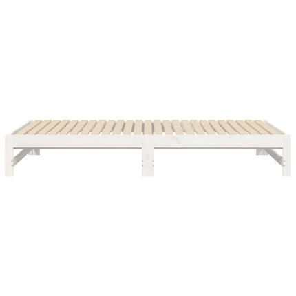 daybed med udtræk 2x(100x200) cm massivt fyrretræ hvid