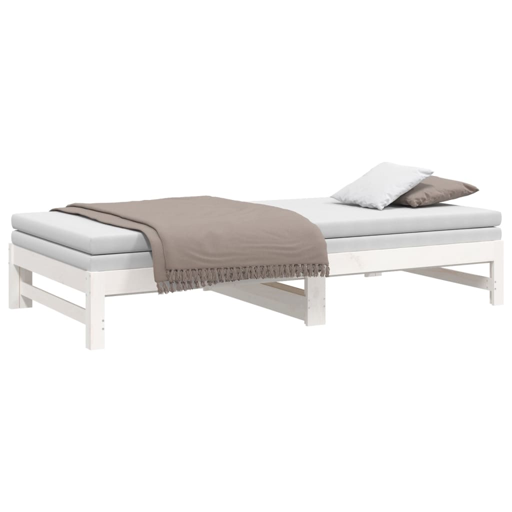 daybed med udtræk 2x(80x200) cm massivt fyrretræ hvid