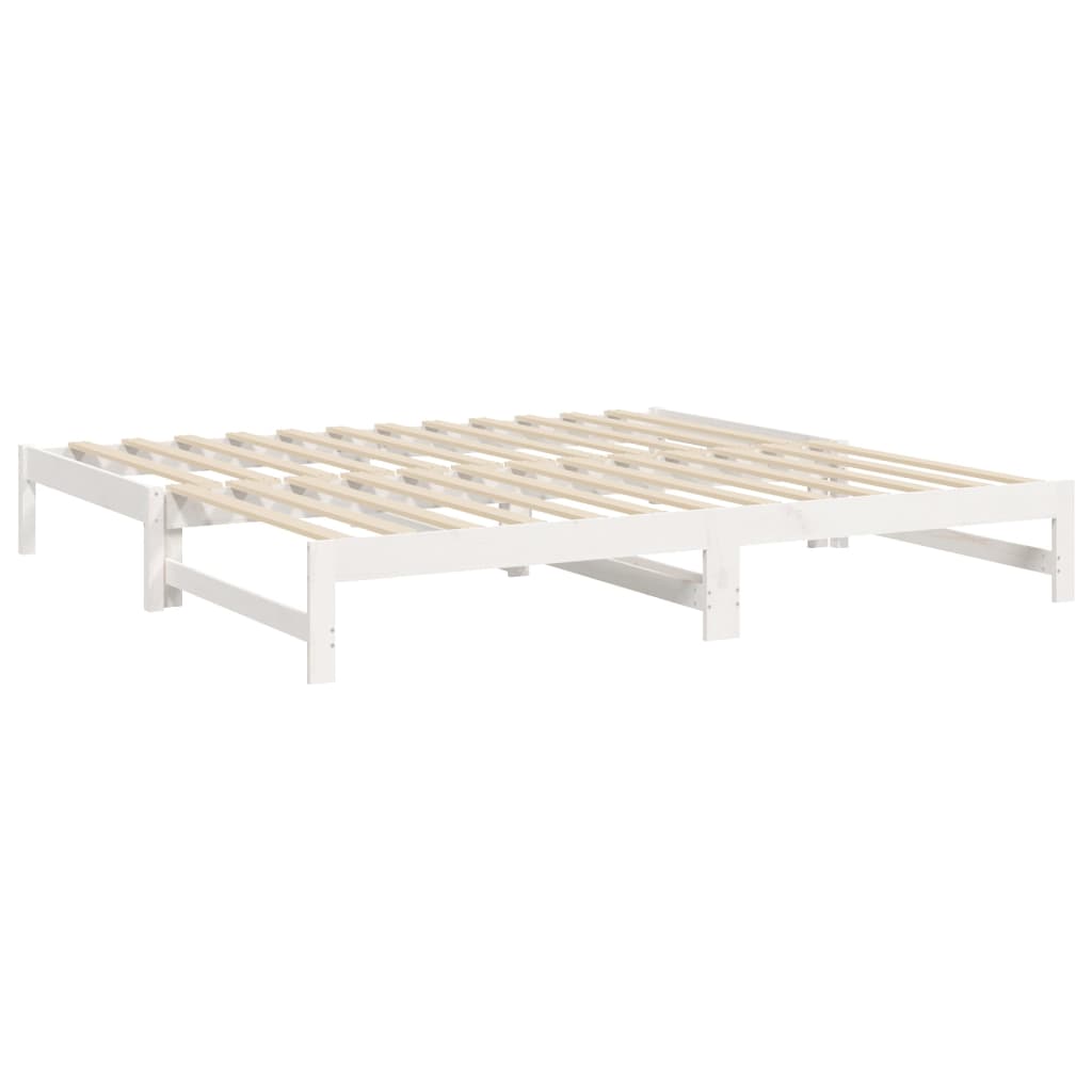 daybed med udtræk 2x(80x200) cm massivt fyrretræ hvid