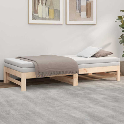daybed med udtræk 75x190 cm massivt fyrretræ