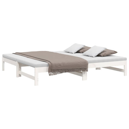 daybed med udtræk 2x(75x190) cm massivt fyrretræ hvid